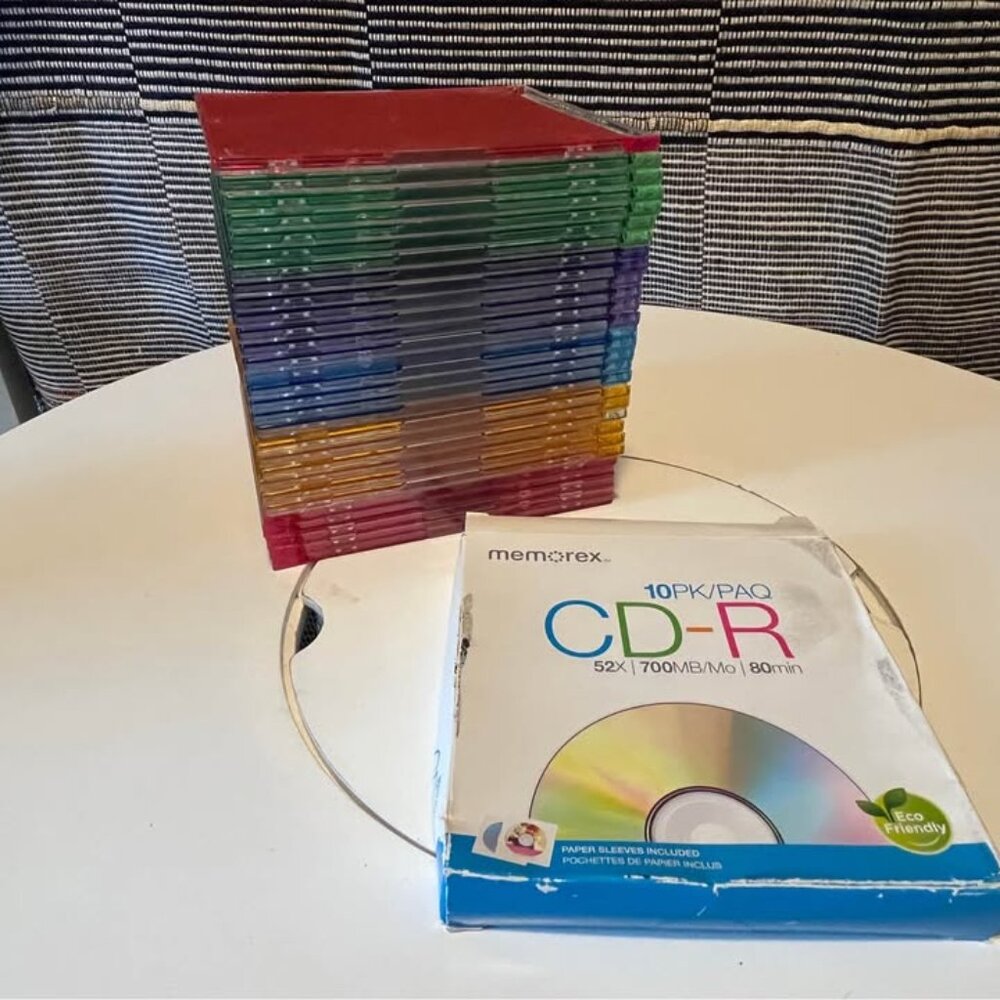 8 Memorex CD-R discs and 29 CD jewel cases